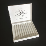 New design white box with black logo essence oil bottle glass packing box with inside foam