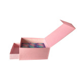 Custom Unique Shiny Fancy Paper Sweets Packaging Drawer boxes With Ribbon Handle Sildeable 2 Tier Gift Box For Ramadan Festival