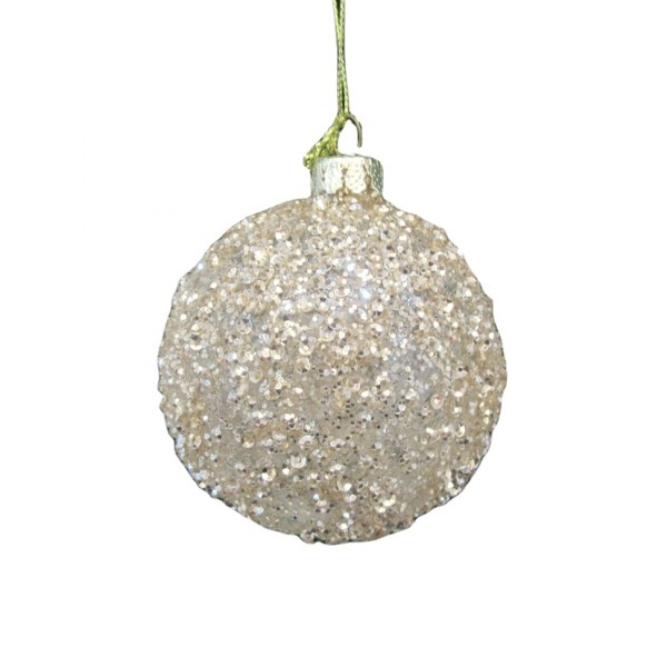 2021  hot sale  Gold  Glitter Glass Christmas Ornament balls christmas hanging tree decoration