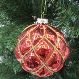 wholesale factory cheap and top-grade 10cm shiny red painted glass christmas glass ball
