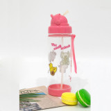 500ml Portable Plastic Kids Boys Girls Children Outdoor Hot Juice Straw Water Bottle Cup