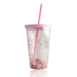 Eco-friendly 16oz customized drinkware coffee mug milk tea drinking tumblers reusable plastic advertising cups with straw