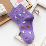2020 Autumn New Socks Female Trendy Tube Socks Ladies Purple Series Personalized Cotton Short Socks Wholesale