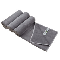 Three-piece set of pure grey microfiber sports towels soft and quick dry light sweat Gym towel