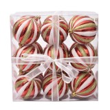 6cm shiny gold pumpink shape ball with red & green glitter painted for Christmas decoration New Year Party