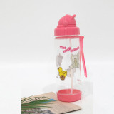 500ml Portable Plastic Kids Boys Girls Children Outdoor Hot Juice Straw Water Bottle Cup