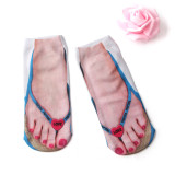 3D Funny Novelty Casual Flip Flop Printed Socks Low Cut Ankle Socks