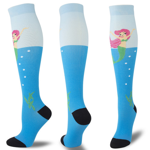 2021 Compression Stockings Men Women Pineapple Butterfly Mermaid Lion Cactus Shark Cartoon Funny Socks Varicose Veins Relieve