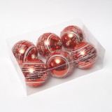 8cm/6pcs Promotional red hand painted plastic Christmas ball for 2021 holiday decoration
