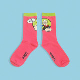 Cartoon Illustration Socks Plaid Color Cute Autumn And Winter Thickening Men's Socks Women's Socks