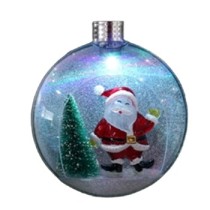 11.5cm Diameter Clear PET hollow Christmas ornament inside with santa and  light