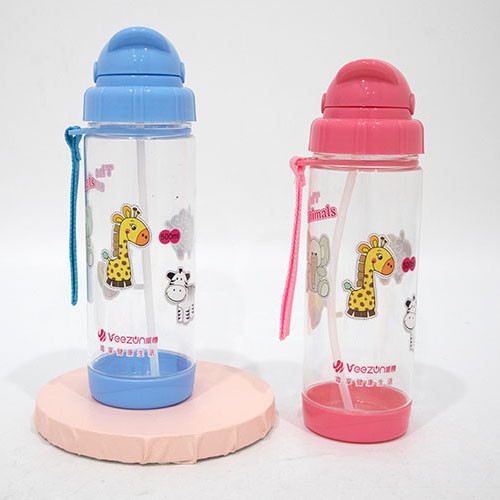 500ml Portable Plastic Kids Boys Girls Children Outdoor Hot Juice Straw Water Bottle Cup