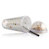 Festivals OEM 16OZ/470ml sustainable classic AS travel gift sequins disposable clear plastic drinking cup with lid/straw