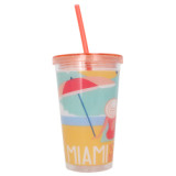 Hot Selling Product Matte Black Mug Cold 16oz Double Wall Plastic Tumblers With Straw Cup