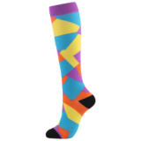 New Compression Puzzle Square Plaid Bright Comfortable Nylon Prevent Varicose Veins 15-20mmHg Outdoor Sport Stockings