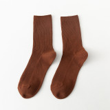 Autumn and Winter New Female Cotton Socks Korean Style College Style Solid Color Girl Student Socks Wild High Socks Wholesale