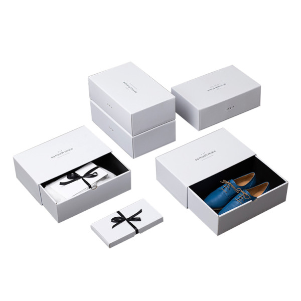 Luxury White Custom Size Logo Bulk Recycled Paper Cardboard Pull Out Slide Drawer Type Gift Shoe Box Packaging