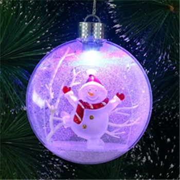 Hollow light up  ball ornamente plastic snowman and tree shape inside