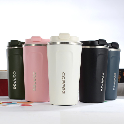 New 380ml Reusable Car Mugs Double Wall 304 Stainless Steel Coffee Cups Vaccum Insulation Flask Straight Car Cups With Lid