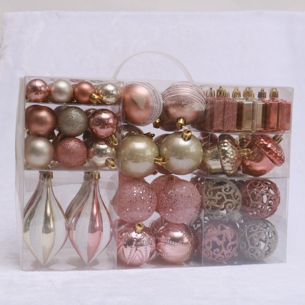 chic champagne silver and rose gold christmas ball set for christmas tree decoration