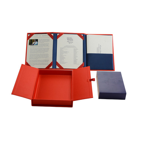 Silk full cover luxury small custom size dark red certificate many wedding invitation packing box