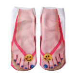 3D Funny Novelty Casual Flip Flop Printed Socks Low Cut Ankle Socks