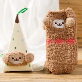 New Japanese Cartoon Embroidery Children's Socks Baby Socks Coral Fleece Baby Floor Socks
