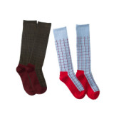 Wholesale Fashion Women Colorful Spliced Plaid Cotton Knee Socks