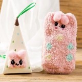 New Japanese Cartoon Embroidery Children's Socks Baby Socks Coral Fleece Baby Floor Socks