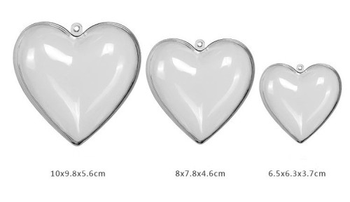 10cm clear heart shape plastic Christmas ball ornament