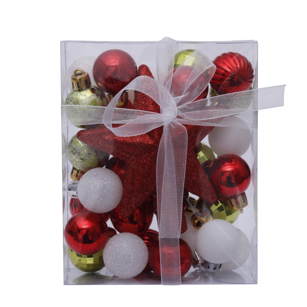 30pcs/3cm Color Mixed Christmas Balls Plastic Ball Ornaments with Box Christmas Decorations 2021