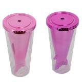 Mini 10oz BPA free mermaid double wall insulated fish shape gillter pastic bottle tumbler with lid