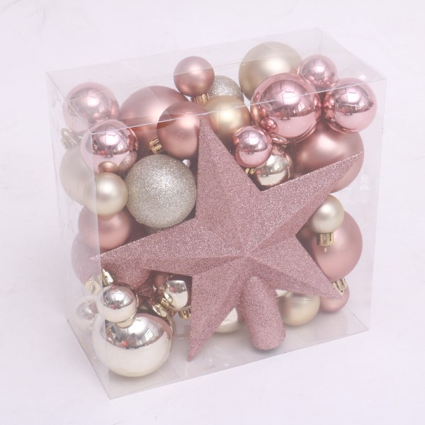 Christmas Ball Set Champagne and Rose Gold Silver Christmas Tree Ornament Christmas Decoration Plastic Mixed Size SY Xmas Round