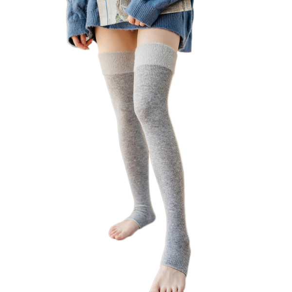 Autumn And Winter Rabbit Wool Blended Socks For Women Over The Knee To Keep Warm Stitching Long Tube Leggings Slouch Socks