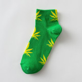 Hemp Leaf Skateboard Women Socks Couple Trendy Men Cotton Boat Socks