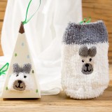 New Japanese Cartoon Embroidery Children's Socks Baby Socks Coral Fleece Baby Floor Socks