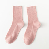 Autumn and Winter New Female Cotton Socks Korean Style College Style Solid Color Girl Student Socks Wild High Socks Wholesale