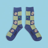 Cartoon Illustration Socks Plaid Color Cute Autumn And Winter Thickening Men's Socks Women's Socks