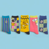 Cartoon Illustration Socks Plaid Color Cute Autumn And Winter Thickening Men's Socks Women's Socks