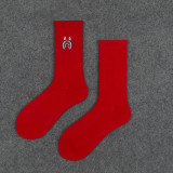 Shark Embroidery Pattern Socks Men and Women Stockings Autumn and Winter
