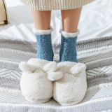 Winter Solid Color Coral Fleece Sleep Socks Thickened Middle Tube Home Socks Simple Floor Socks Women