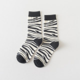 Japanese Couple Black And White Pattern Men And Women Socks Cat Pattern Ins Tube Socks