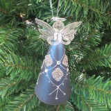 2020 new product 10cm shiny night blue painted glass angel tree hanging decoration