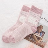 2021 Hot sale cute female cotton socks, Korean style custom cartoon middle stockings