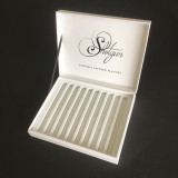 New design white box with black logo essence oil bottle glass packing box with inside foam