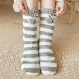 Autumn and Winter Home Floor Socks Female Adult Wool Socks Plus Velvet Thick Warm Sleep Socks