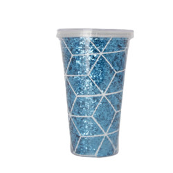 The Factory Wholesale Double Walled Ps Insulated Straw Mug Clear Plastic Tumblers Mug With Glitter Paper