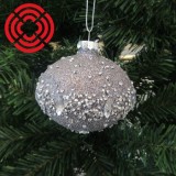 Ball Christmas Tree Decoration Glass New with Feather Design 8cm 1pc/bubble Bag Pack Silk Screen Printing Accept Customized Logo