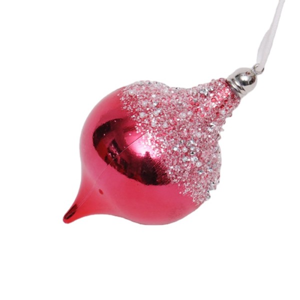 2021 new arrive 12.5*8cm shiny  watermelon red  fat radish with diamond and beads decorated for christmas decoration