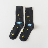 Japanese Couple Black And White Pattern Men And Women Socks Cat Pattern Ins Tube Socks